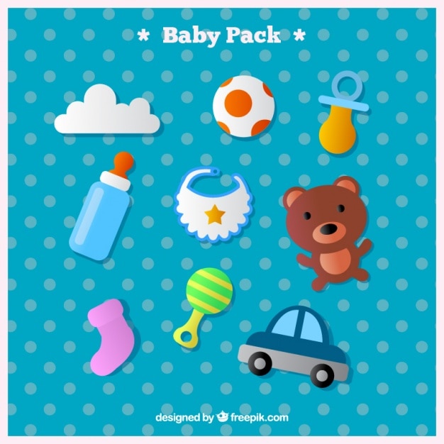 Free vector various toys and baby accessories