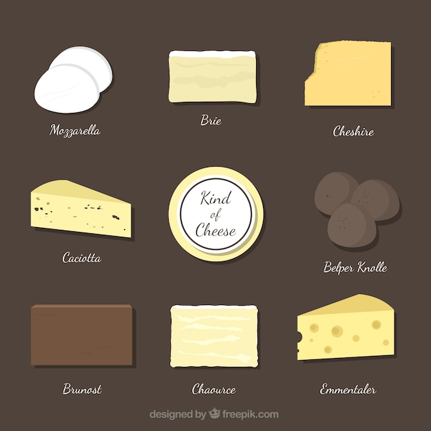 Free vector various types of cheese