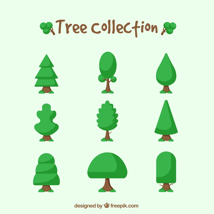 Free Vector various types of trees