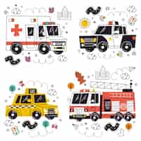 Free vector various vehicle stickers design