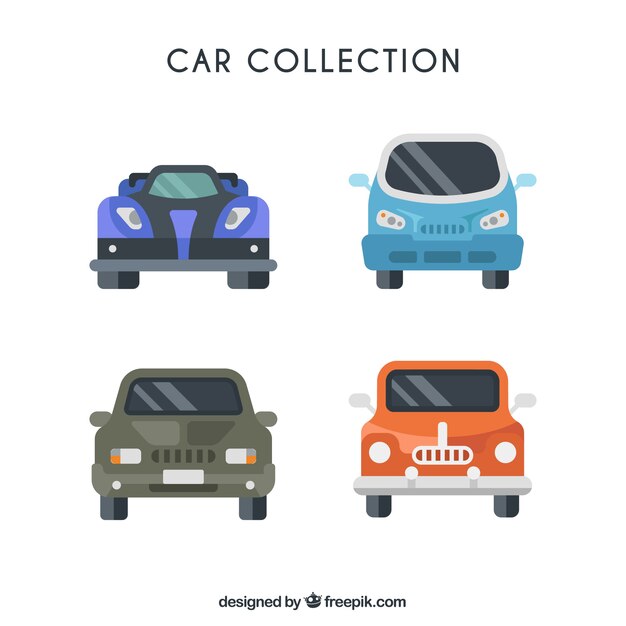 Various vehicles in flat design