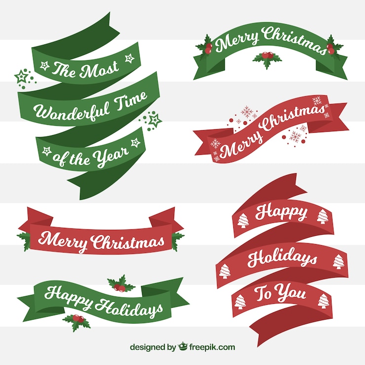 無料Vector 様々なヴィンテージ装飾クリスマスリボン