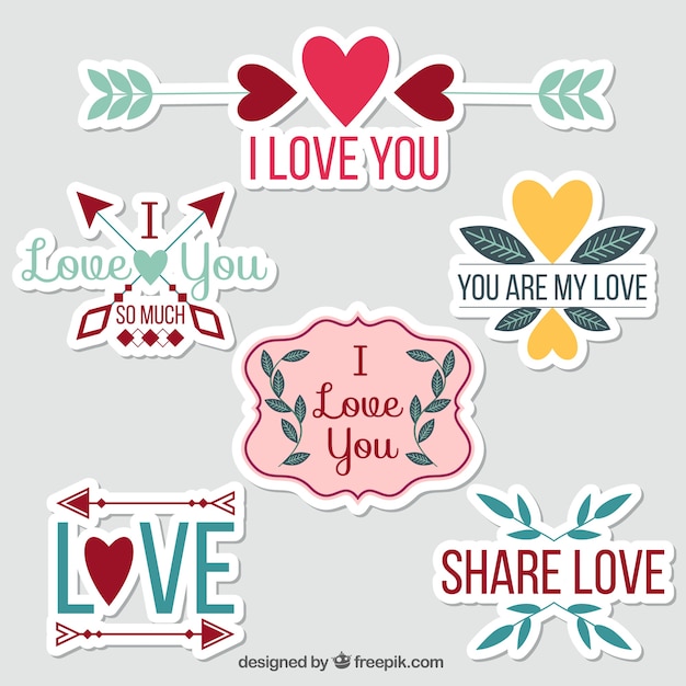 Free Vector  Various vintage love stickers