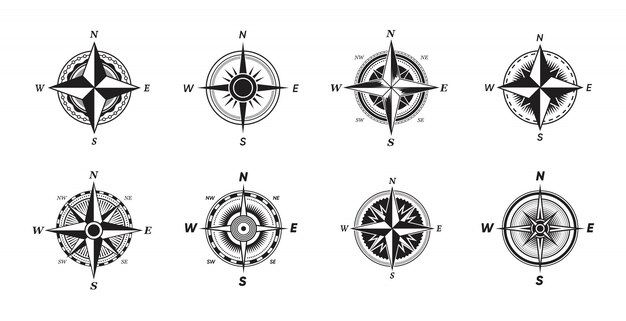 Various vintage marine compasses set