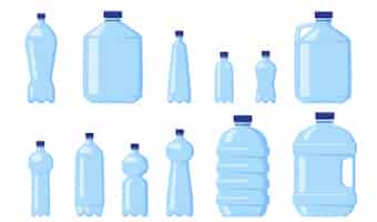 Бесплатное векторное изображение Разные водные пластиковые бутылки