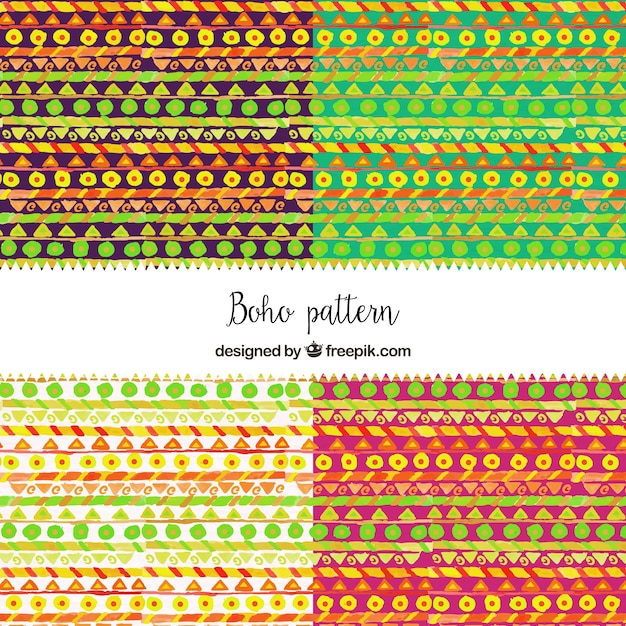 Various watercolor boho decorative patterns