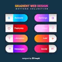 Free vector various web buttons in gradient style