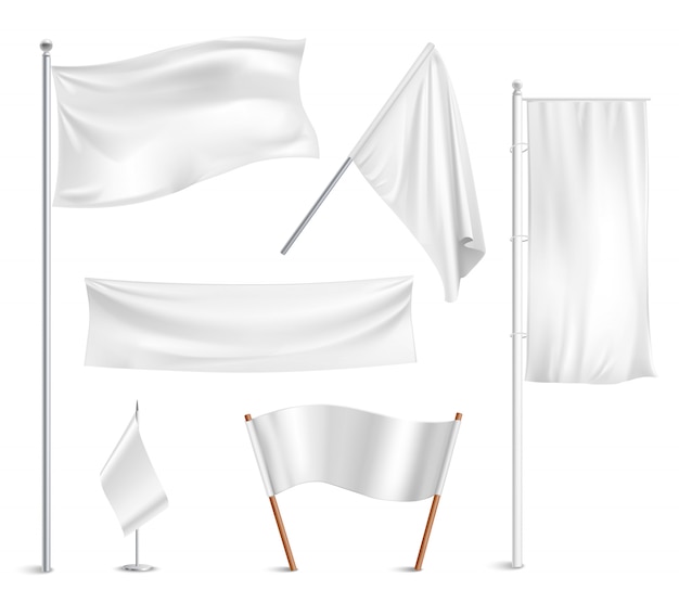 様々な白旗とバナー絵文字コレクション