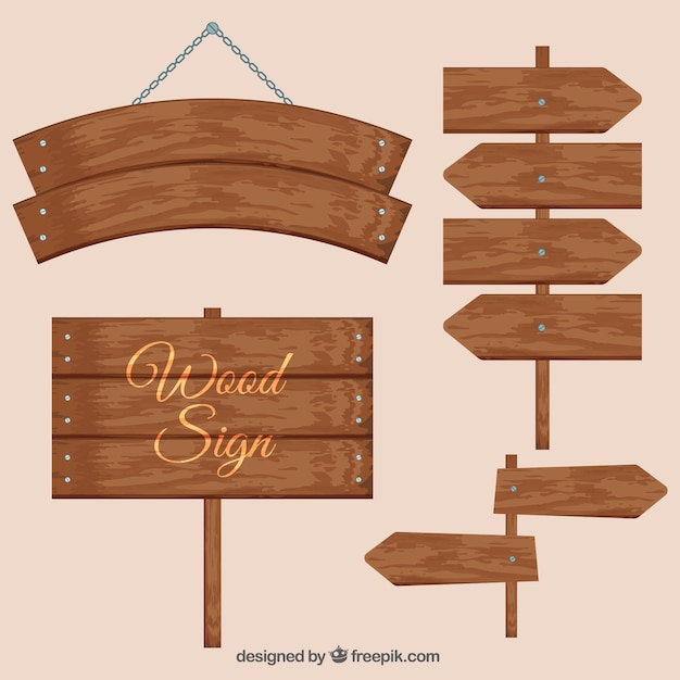 Free vector various wooden signs
