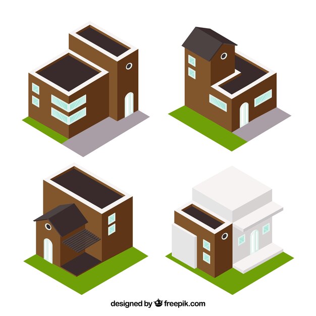 Varius buldings in isometric design 