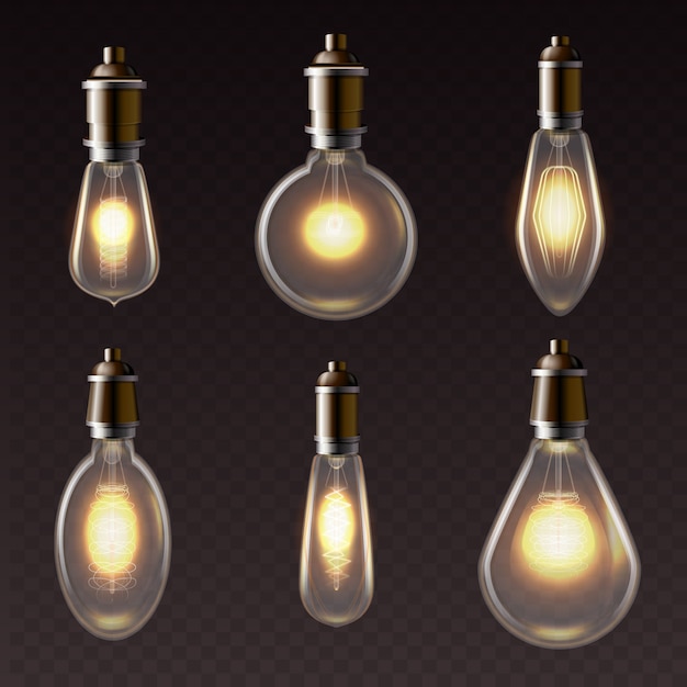 Бесплатное векторное изображение varoius формы золотых лампочек