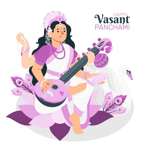 Free Vector vasant panchami festival concept illustration