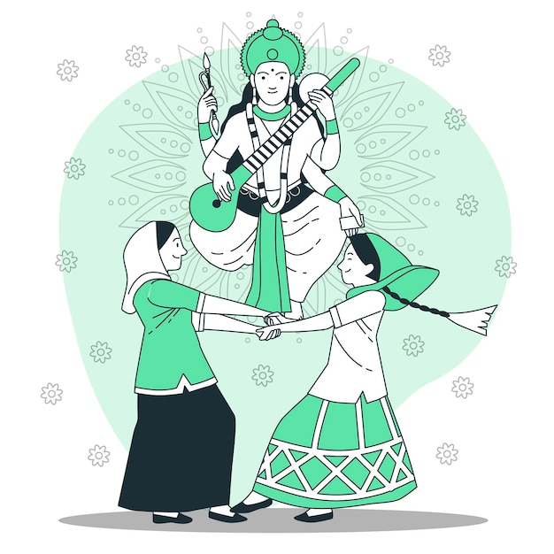 Иллюстрация концепции фестиваля васант панчами