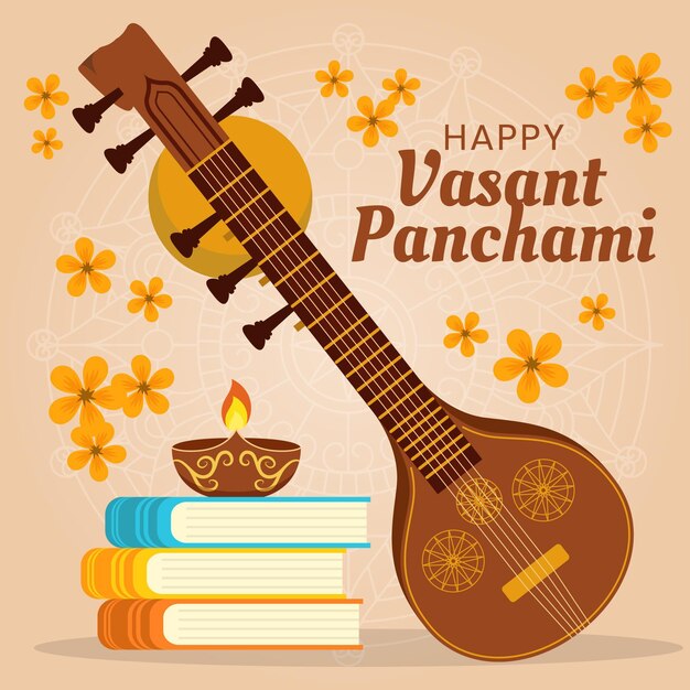 Vettore gratuito vasant panchami in design piatto