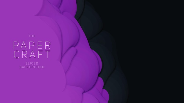 Векторный 3d абстрактный фон с формой вырезки из бумаги черно-фиолетовое искусство резьбы бумажное ремесло пейзаж каньона антилопы с градиентными цветами минималистичный дизайн для бизнес-презентаций листовок