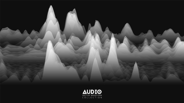 Vector 3d echo audio wavefrom spectrum.