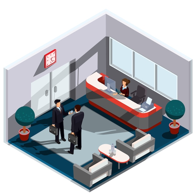 Download Free Vector 3d Isometric Illustration Interior Of Reception Svg Dxf Eps Png Svg Cutting Files