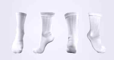 Vettore gratuito calzini a metà polpaccio bianchi realistici vettoriali 3d
