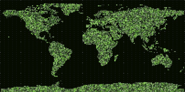 Vector abstract binary world map.