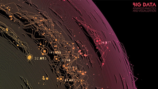 Visualizzazione delle informazioni di big data rotonde colorate astratte vettoriali analisi finanziaria della rete sociale di database complessi chiarimento della complessità delle informazioni visive grafico dei dati intricato