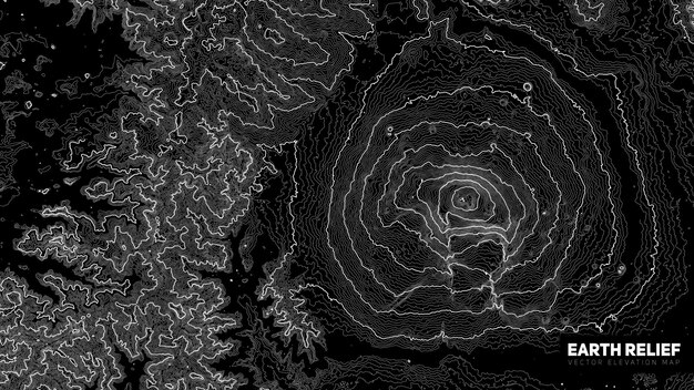 Vector abstract earth relief map Generated conceptual elevation map