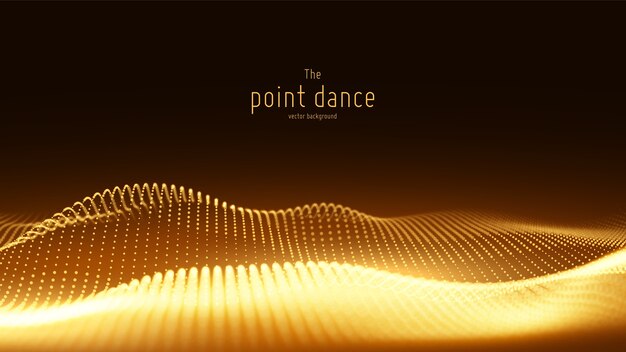 Vector abstract golden particle wave, points array, shallow depth of field.