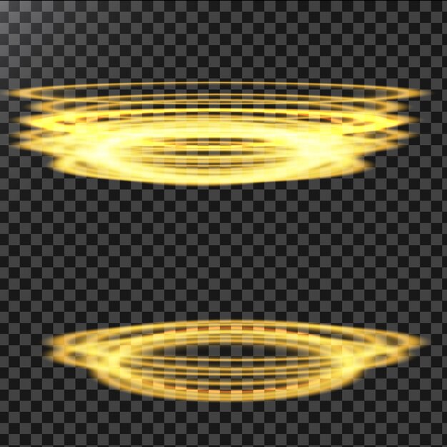 Vector abstract illustration of a light effect in the shape of a golden circles