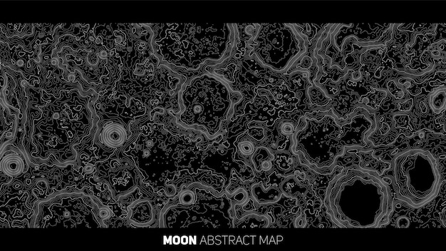 Vector abstract moon relief map generated conceptual lunar elevation map isolines of landscape surface elevation geographic map conceptual design elegant background for presentations