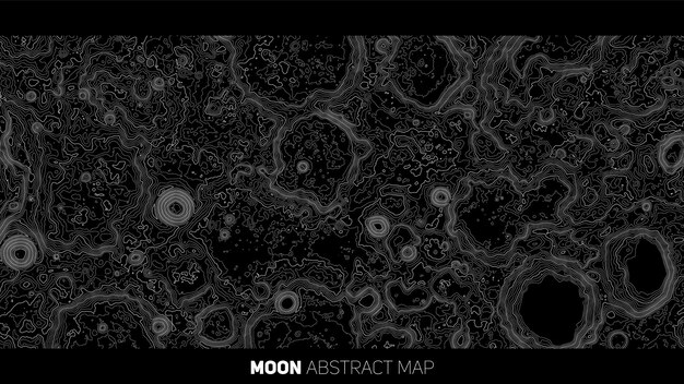 Векторная абстрактная карта рельефа Луны Сгенерированная концептуальная карта высоты Луны Изолинии высоты поверхности ландшафта Концептуальный дизайн географической карты Элегантный фон для презентаций