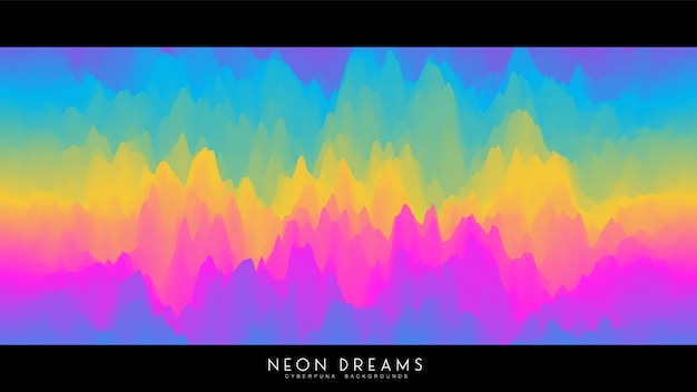 Free vector vector abstract neon dreams background trendy cyberpunk holographic fluid colorful waves backdrop iridescent pastel liquid texture for creative cover poster card designs