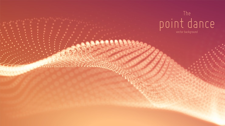 Free Vector vector abstract red particle wave, points array, shallow depth of field. futuristic illustration. technology digital splash or explosion of data points. point dance waveform. cyber ui, hud element.