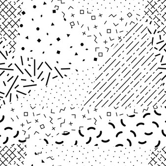 벡터 추상 원활한 패턴 흑백 기하학적 swathces 복고풍 스타일 패션 8090