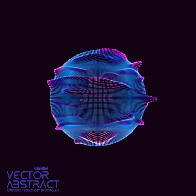 Vector abstract sphere of particles points array Futuristic vector illustration Technology digital splash or explosion of data points Spherical waveform Cyber UI or HUD element