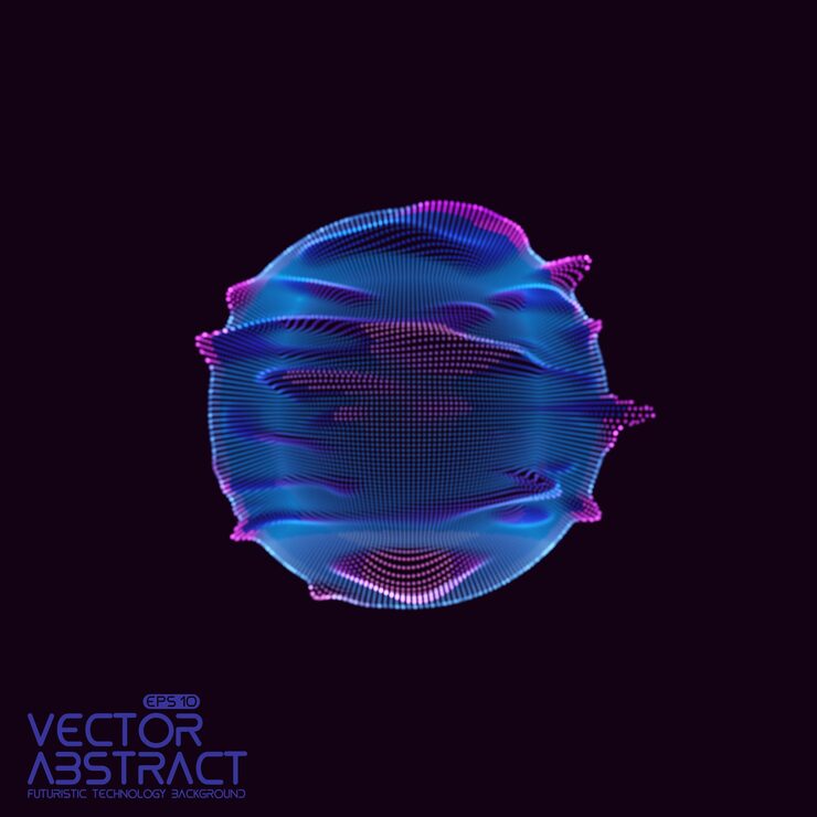 Free Vector vector abstract sphere of particles points array futuristic vector illustration technology digital splash or explosion of data points spherical waveform cyber ui or hud element