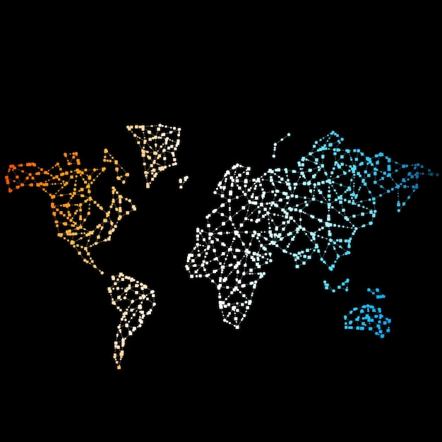 Vector Abstract Telecommunication Earth Map.