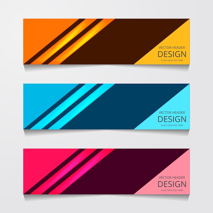 Бесплатный Вектор векторный абстрактный шаблон веб-баннера коллекция шаблонов веб-баннеров абстрактный геометрический шаблон веб-дизайна, изолированный на сером фоне заголовок целевой страницы веб-дизайн