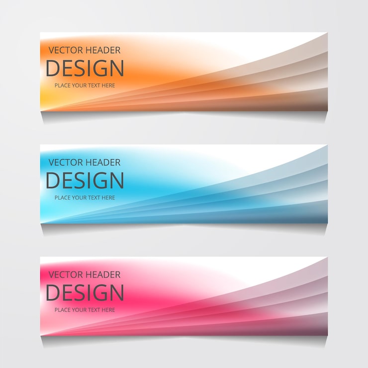 무료 Vector 벡터 추상 웹 배너 디자인 서식 파일 웹 배너 서식 파일의 컬렉션 추상적인 기하학적 웹 디자인 배너 서식 파일 회색 배경 헤더 방문 페이지 웹 디자인에 고립