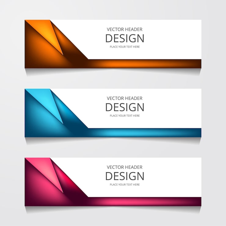 Free Vector vector abstract web banner design template collection of web banner template abstract geometric web design banner template isolated on grey background header landing page web design