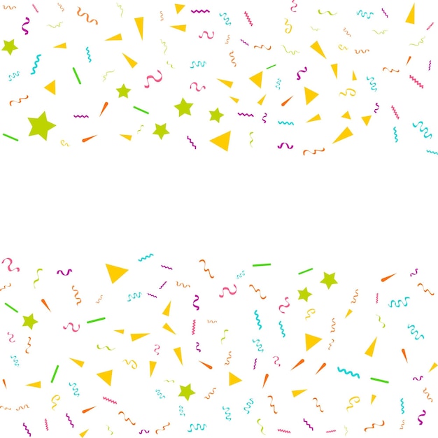 Free Vector vector abstract white background with many falling tiny colorful confetti pieces and ribbon carnival christmas or new year decoration colorful party pennants for birthday festival