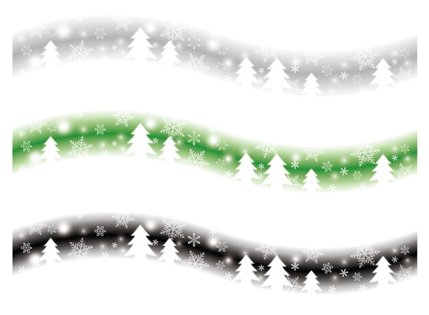 Vector Abstract Winter Background Set With Snowflakes And Forests