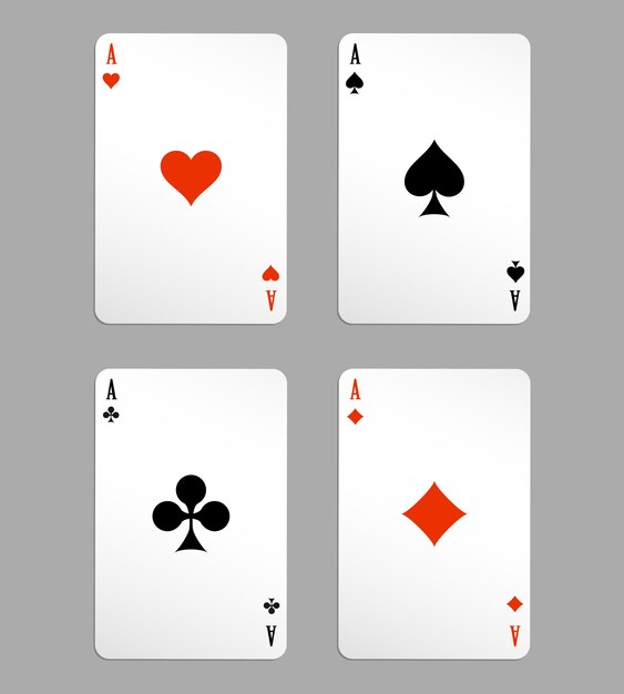 vector ace playing cards, four on white background