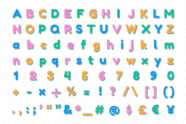 Бесплатное векторное изображение Векторный алфавит и шрифт набора знаков