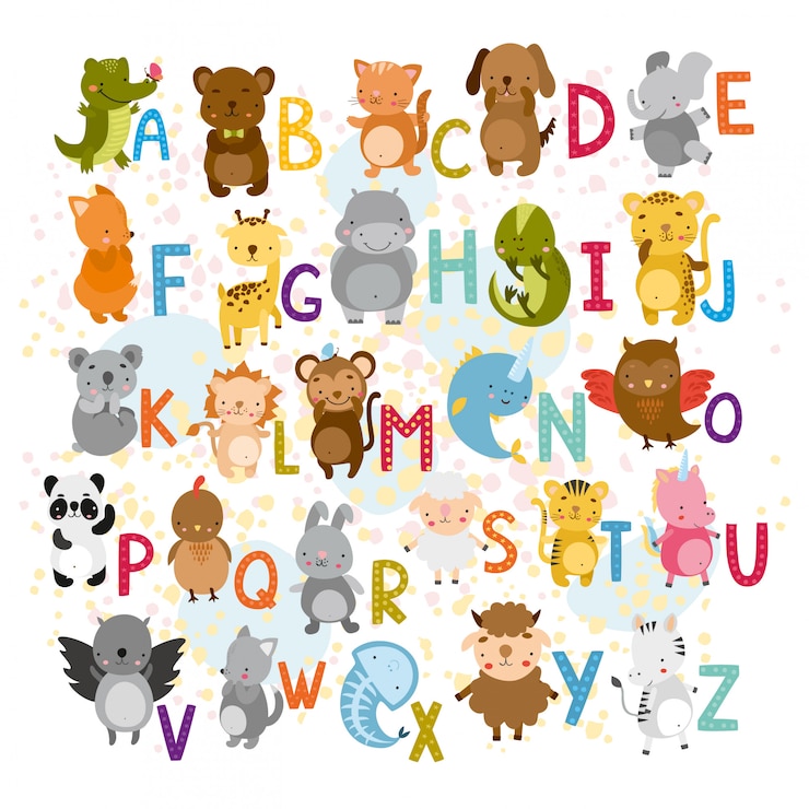 Free Vector vector alphabet with cute animals