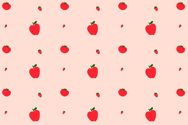 Vector apple strawberry seamless pattern background