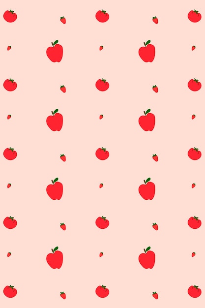 Free vector vector apple strawberry seamless pattern background