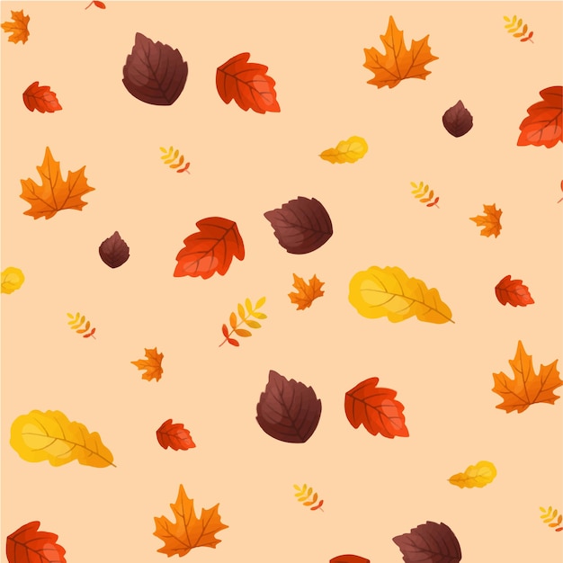 Vector Autumn Leaves Background Seamless Pattern