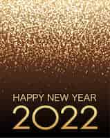 Free vector vector background illustration celebrating the year 2022 with gold glitter particles light