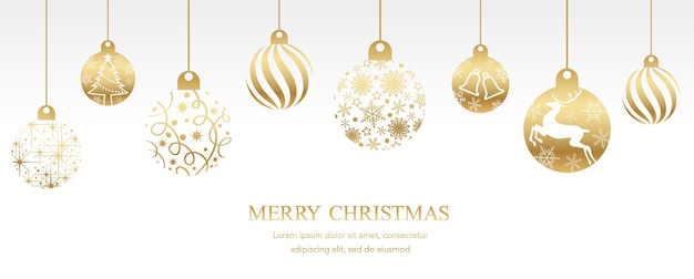 Free vector vector background illustration with gold christmas balls and text space.