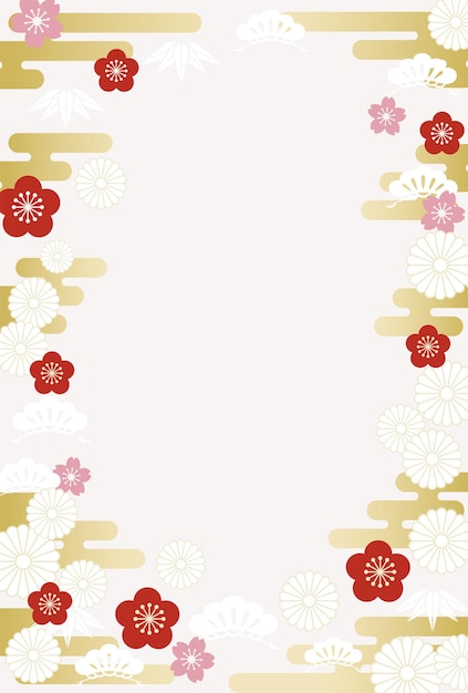Illustrazione di sfondo vettoriale con lo spazio del testo decorato con portafortuna vintage giapponese