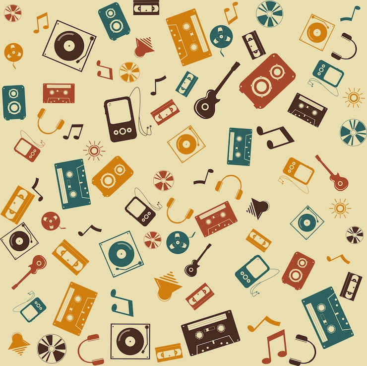 Free Vector vector background seamless. retro music sound.